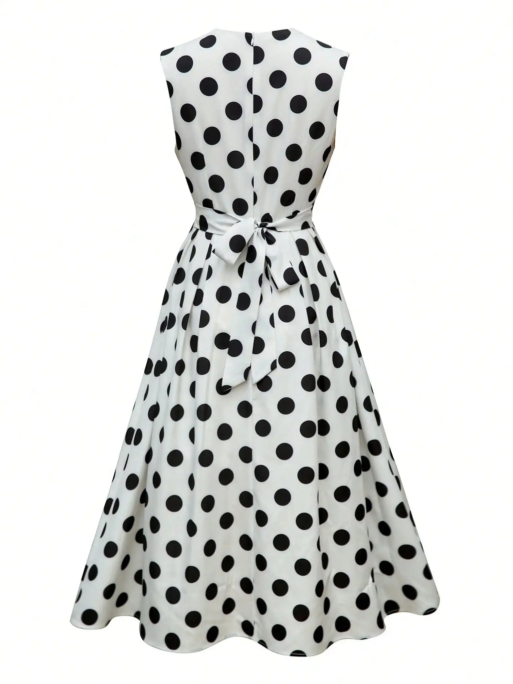 Women's Polka Dot Wrap Dress – V-Neck, Sleeveless & Waist Tie