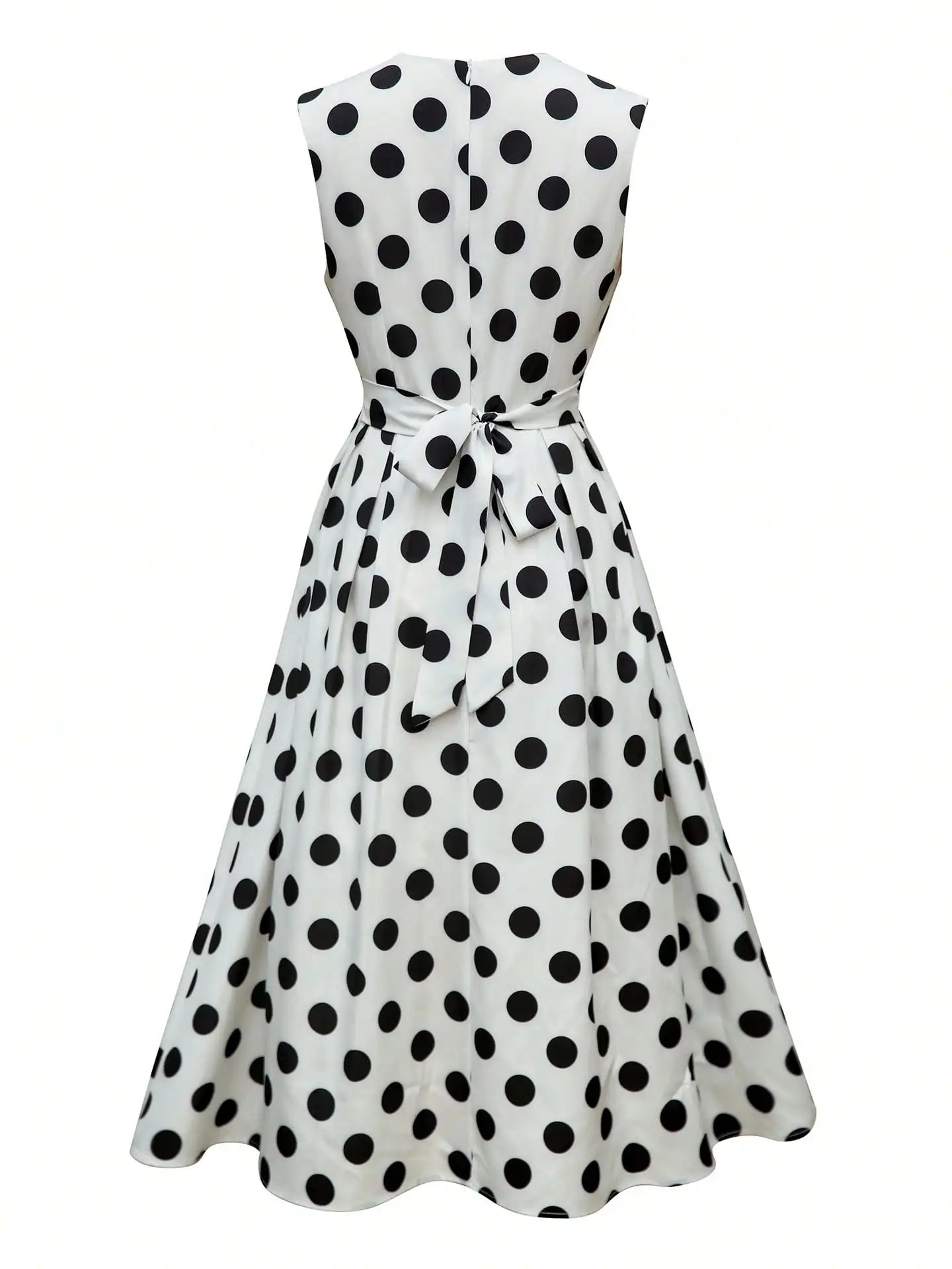 Women's Polka Dot Wrap Dress – V-Neck, Sleeveless & Waist Tie
