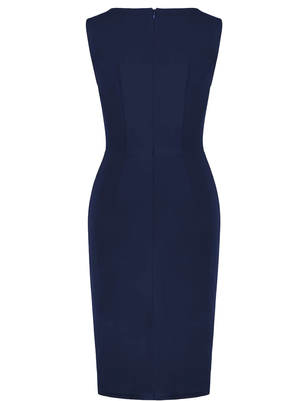 Women Elegant Round Neck Sleeveless Vintage Slim Work Office Cocktail Party Business Ruffle Casual Sheath Bodycon Pencil Dress