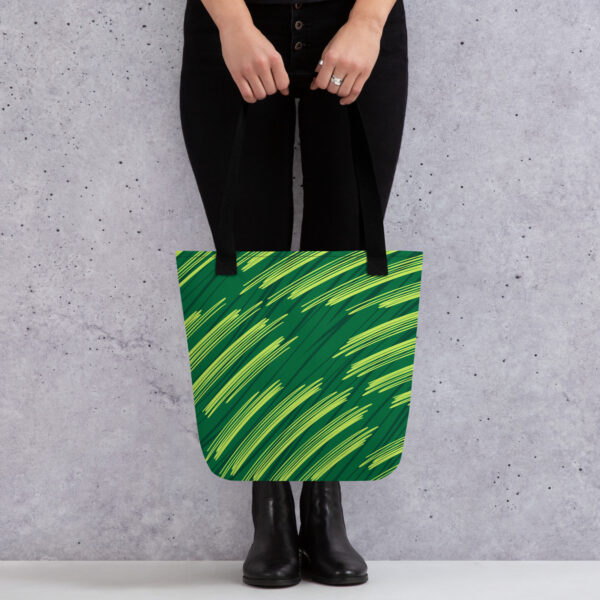Green Graphic Tote Bag | Modern Eco Brush Stroke Canvas Bag