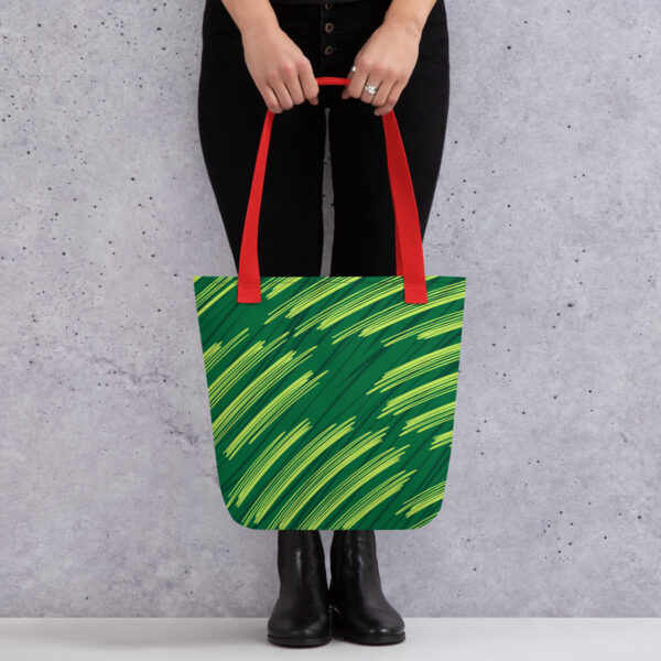 Green Graphic Tote Bag | Modern Eco Brush Stroke Canvas Bag - Image 2