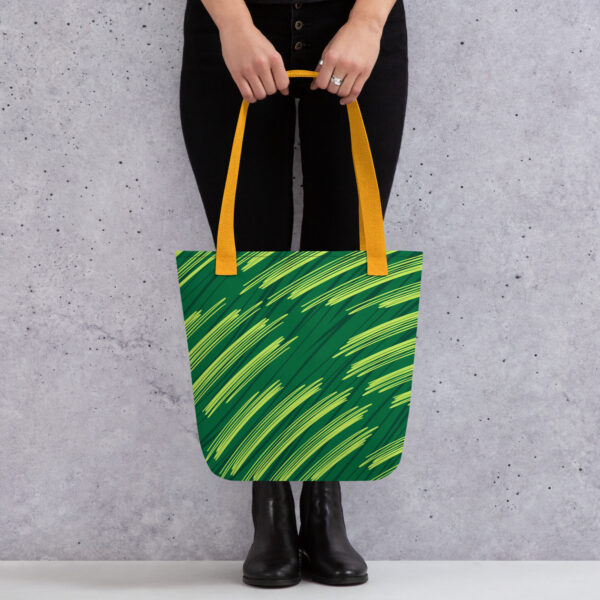 Green Graphic Tote Bag | Modern Eco Brush Stroke Canvas Bag - Image 3